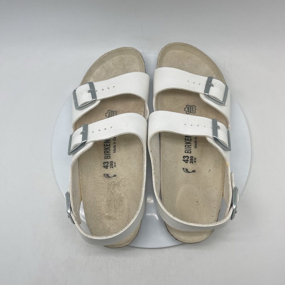 Birkenstock Milano Sandals Womens 12 Mens 10 EU 43 White Leather Comfort Shoes - Picture 5 of 11